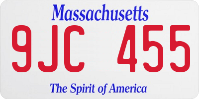MA license plate 9JC455