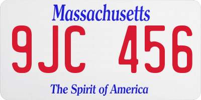 MA license plate 9JC456