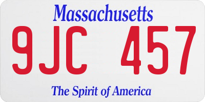 MA license plate 9JC457