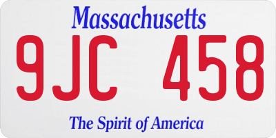 MA license plate 9JC458