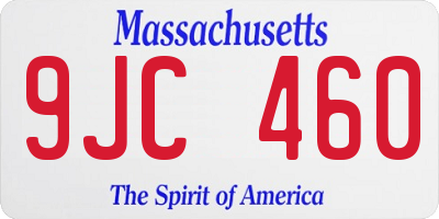 MA license plate 9JC460