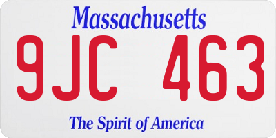 MA license plate 9JC463