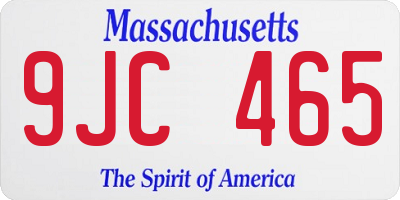 MA license plate 9JC465