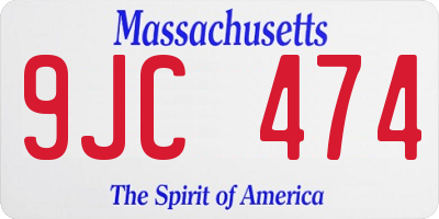 MA license plate 9JC474