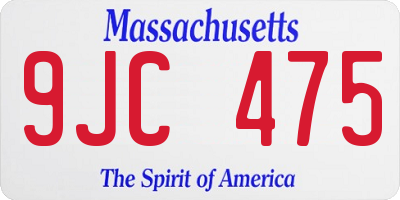 MA license plate 9JC475