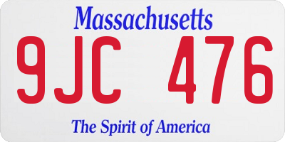 MA license plate 9JC476