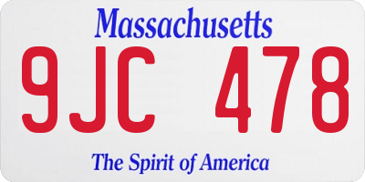 MA license plate 9JC478