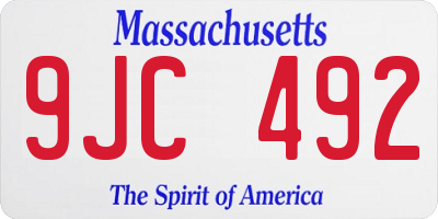 MA license plate 9JC492