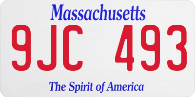 MA license plate 9JC493