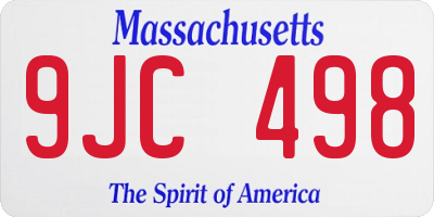 MA license plate 9JC498