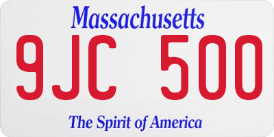 MA license plate 9JC500