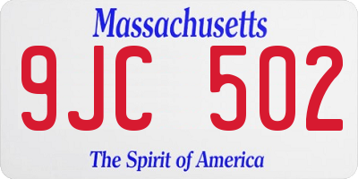MA license plate 9JC502