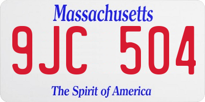 MA license plate 9JC504