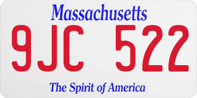 MA license plate 9JC522