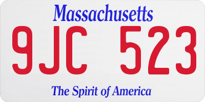 MA license plate 9JC523