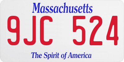 MA license plate 9JC524