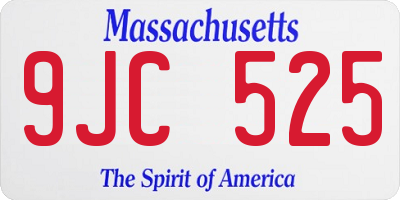 MA license plate 9JC525