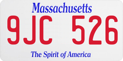 MA license plate 9JC526
