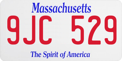 MA license plate 9JC529