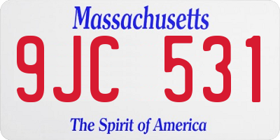 MA license plate 9JC531