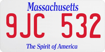 MA license plate 9JC532