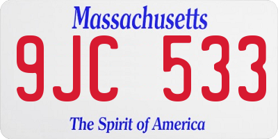 MA license plate 9JC533