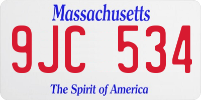 MA license plate 9JC534