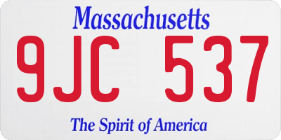 MA license plate 9JC537