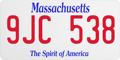 MA license plate 9JC538