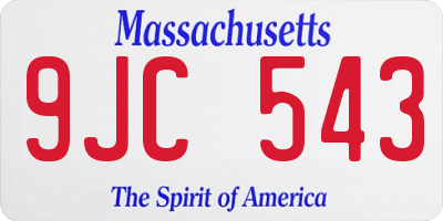 MA license plate 9JC543