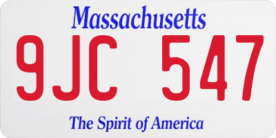 MA license plate 9JC547