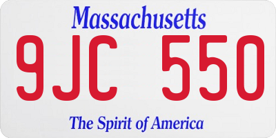 MA license plate 9JC550