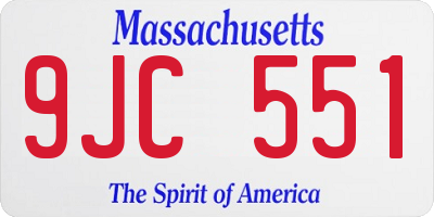 MA license plate 9JC551