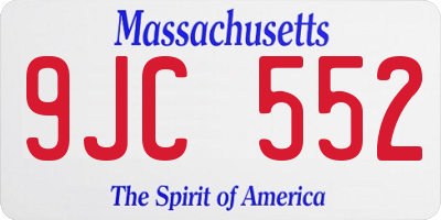 MA license plate 9JC552