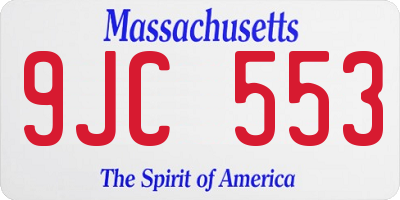 MA license plate 9JC553