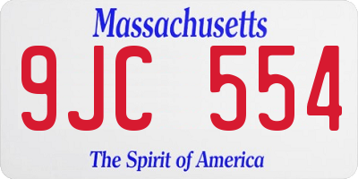 MA license plate 9JC554