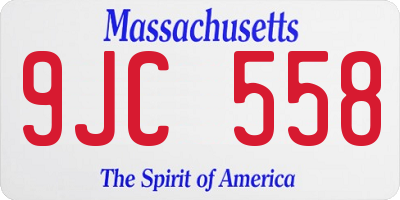 MA license plate 9JC558