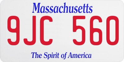 MA license plate 9JC560