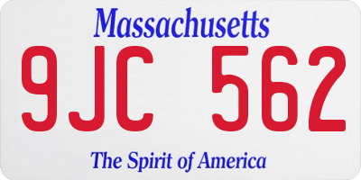 MA license plate 9JC562
