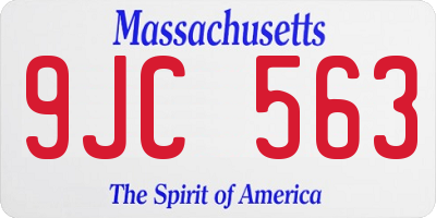 MA license plate 9JC563
