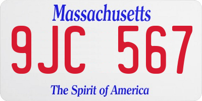 MA license plate 9JC567