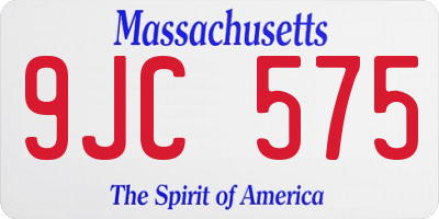 MA license plate 9JC575