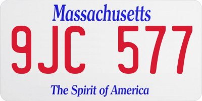 MA license plate 9JC577