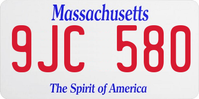 MA license plate 9JC580