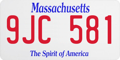 MA license plate 9JC581