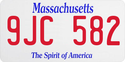 MA license plate 9JC582