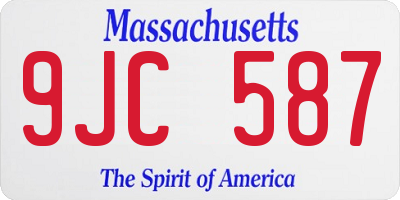 MA license plate 9JC587