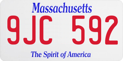 MA license plate 9JC592