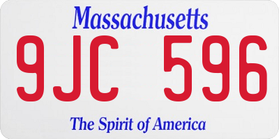 MA license plate 9JC596