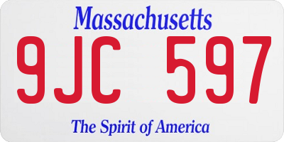 MA license plate 9JC597